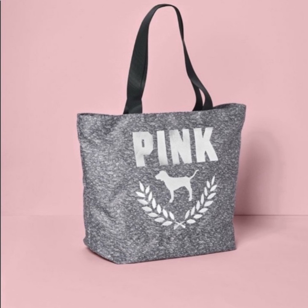 Gray and White Pink Victoria’s Secret Tote